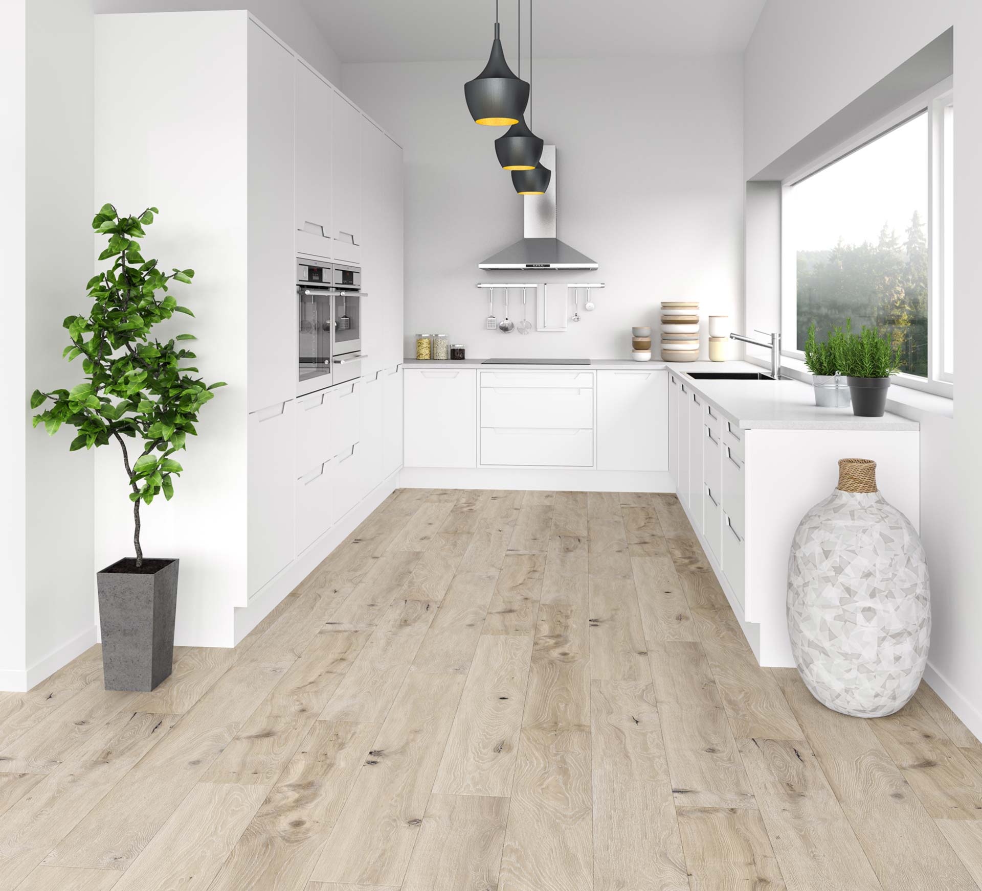 Moderner Vinylboden in Holzoptik für Ihre Küche Küche mit modernem Vinylboden Holzoptik